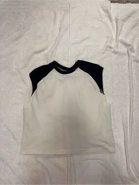 Men’s White & Navy Raglan Sleeve Tank Top